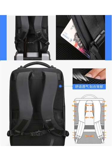 Mark Ryden MR9031 Compacto Pro USB Şarj Portlu Laptop Notebook Sırt Çantası (3 Bölmeli Model)