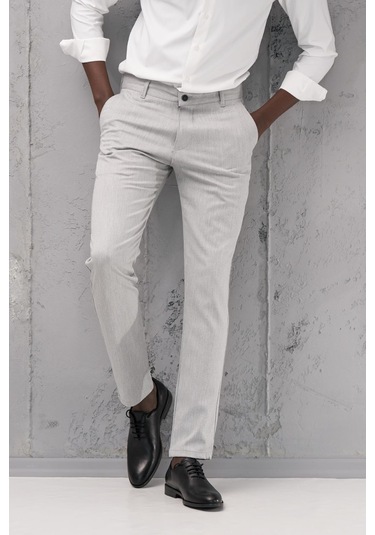 Slimfit Pamuklu Likralı Esnek Mevsimlik Kumaş Pantolon gri