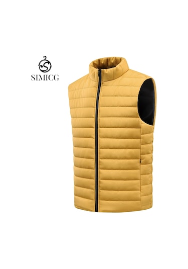 Erkekler İçin Bol Kesimli, Hafif Pamuklu Dolgulu Ceket, Sonbahar Ve Kış İçin Sıcak Pamuklu Dolgulu Yelek, Palto Sarı