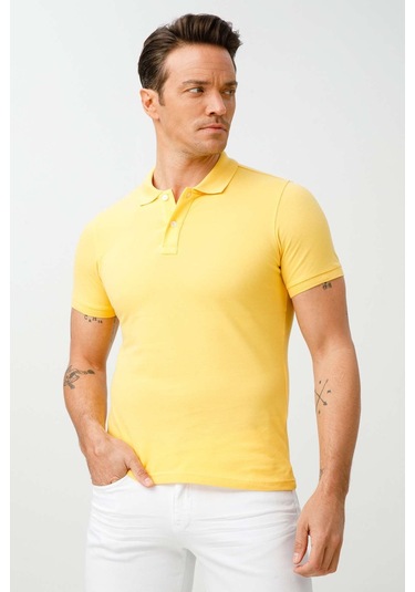 Igs Modernfit Dar Kalıp Erkek Polo Yaka Tişört Sarı