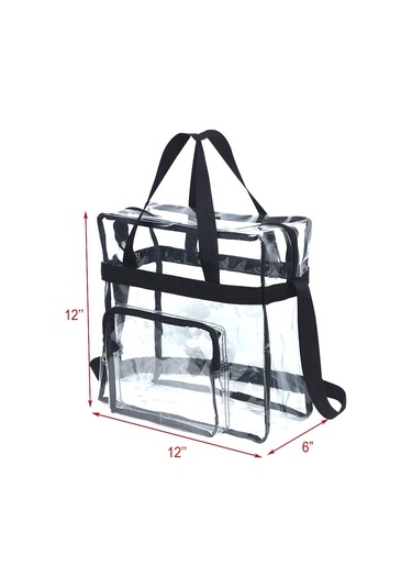Moveevo Siyah Şeffaf Stadyum Onaylı Pvc Çanta - Su Geçirmez, Taşınabilir, Güçlü Kollü Ve Askılı Askı İle Spor Etkinlikleri, Konserler İçin Siyah