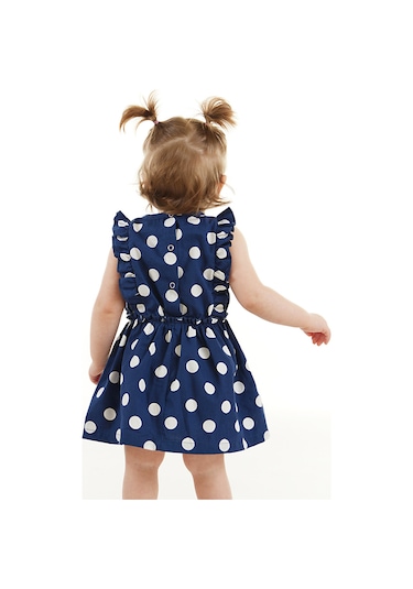 Denokids Puanlı Çilek Kız Bebek Poplin Elbise