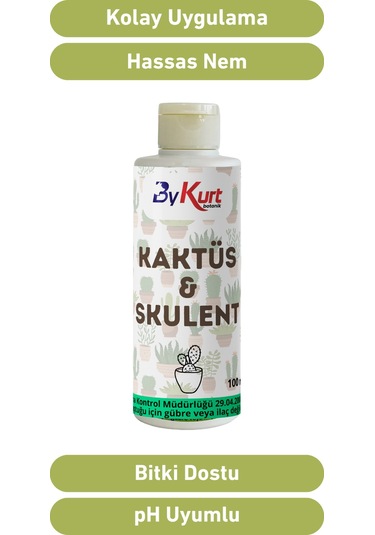 Bykurt Kaktüs & Sukulent Besini 100ml Yavru Ve Çiçek Gelişimini Destekleyen Organik Besin 100 ML