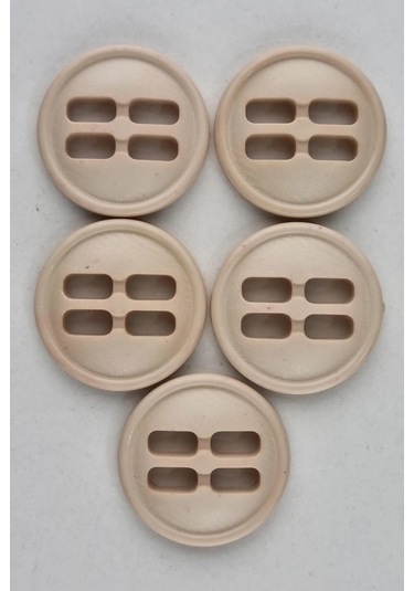 Büyük Akrilik Dikdörtgen Delikli Ten Kaban Çeket Hırka Yelek Düğmesi 5 Adet