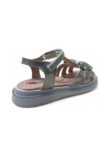 516 Kız Çocuk Taşlı Sandalet Gümüş