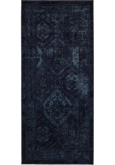 Eskitme Halı, Koyu Mavi, 80x180 Cm