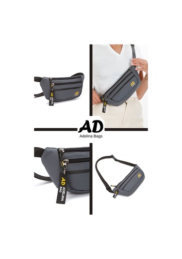Unisex Çapraz Askılı Telefon Bölmeli Bel Ve Omuz Çantası Gri