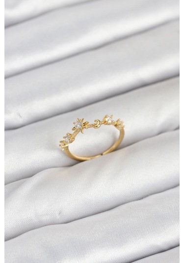 Pirinç Gold Renk Manifest Kadın Yüzük - Ebj250927w37977 Renkli