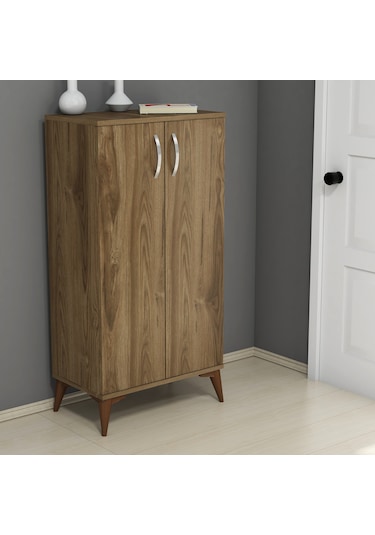 Ferniso Mobilya 2 Kapaklı 4 Bölmeli Ayakkabılık Hud Ceviz