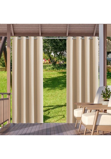 Vkemall Dayanıklı Su Geçirmez Poliester Perde, Tam Gizlilik Ve Güneş Engeli, Bahçe/ Havuz/ Veranda İçin, Tek Panel, 132x213 Cm