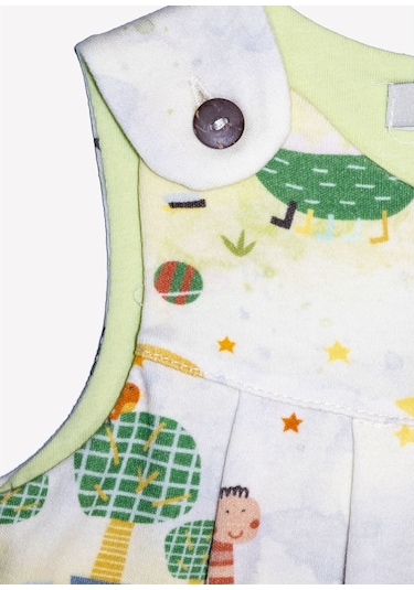 Ozmoz Ozmoz Dino Baskılı Organik Pile Detaylı Kız Bebek Tulum Çok Renkli