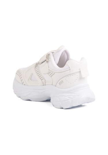 Beyaz Cırtlı Fileli Kız Çocuk Spor Ayakkabı 1500 P Beyaz