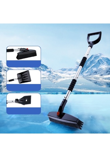 Sones Paslanmaz Çelik Açılıp Kapanabilen Araba Kar Küreği Fırça Seti Gümüş