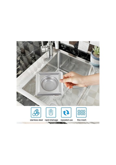 Ximistore9 11.5cm Kare Delikli Paslanmaz Çelik Mutfak Lavabo Filtresi Su Tüpü Gümüş