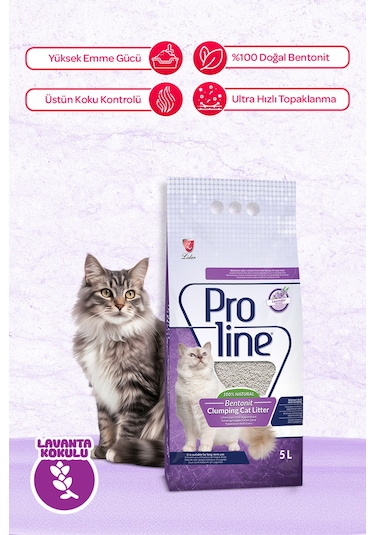 Proline Bentonit Lavanta Kokulu Kedi Kumu 5 Lt