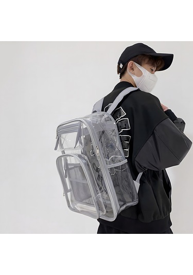 Springsun Renkli Seyahat Ve Spor Etkinlikleri İçin Su Geçirmez Şeffaf Pvc Sırt Çantası - 46x30x16 Cm, Unisex Çok Renkli