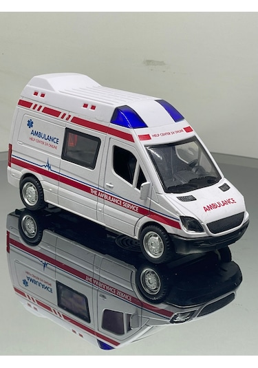 Sesli Işıklı Ambulans Metal Oyuncak Araba