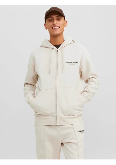 Jack & Jones Jorvesterbro Zıp Hood Noos Krem Erkek Sweatshirt 12241691 Krem