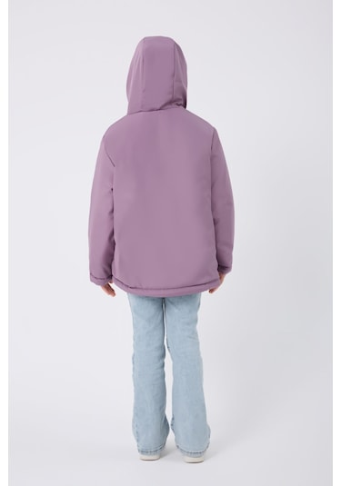 Freemen Kürklü Su ve Rüzgar Geçirmez Kapüşonlu 3 Kışlık Kız Çocuk Mont - Lila