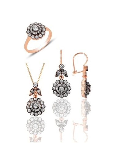 Gümüş Elmas Möntürlü Üçlü Set