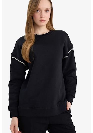 Defacto Regular Fıt Bisiklet Yaka Sweatshirt Tunik G9241ax26spbk81 Siyah-bk81
