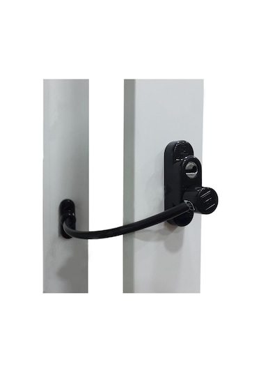 7 Adet Penkid Çelik Halatlı Pvc Pencere Emniyet Çocuk Kilidi Siyah