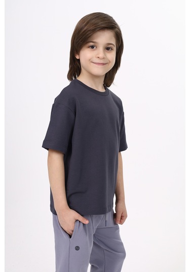 Toontoy Unisex Çocuk Baskılı Tişört Füme