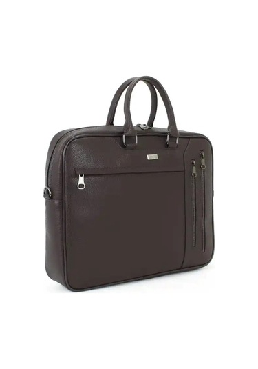 Case Club 2208-5 Laptop Evrak Çantası Büyük Boy 17.3 İnç El Omuz Çantası Kahverengi