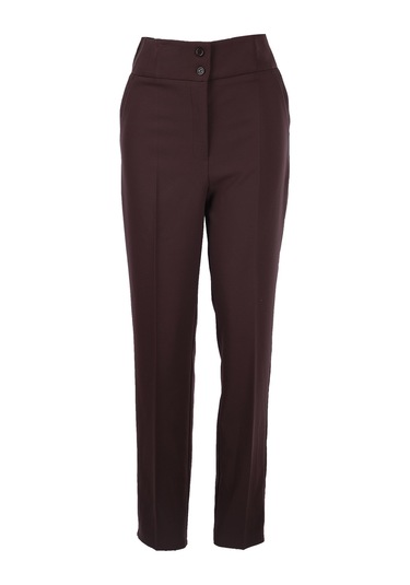 Gala-xi Minimalist Yüksek Bel Midi Kadın Pantolon - Şık Ve Konforlu Kahverengi