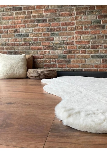 Saraz Halı Tavşan Tüyü Post Peluş Yumuşak Halı Salon Koridor Mutfak Banyo Halısı 100x150krem Krem