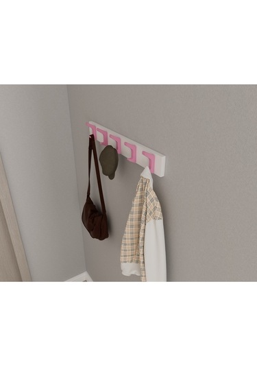 Hepsi3boyutlu Modern Duvar & Kapı Kanca Askılık - 5 Adet Pembe Kanca Askılık - Model No : 2 Pembe