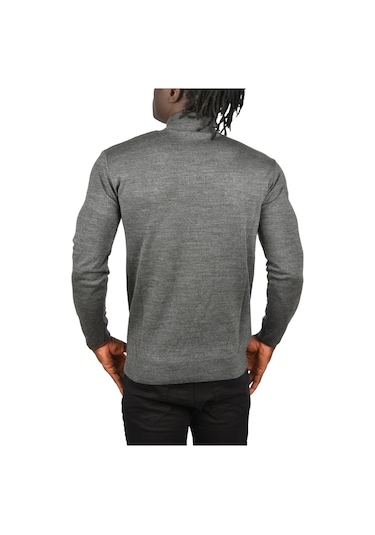 Deepsea Erkek Antrasit Zigzag Desenli Yarım Balıkçı Yaka Dar Kesim Boğazlı Triko Kazak 2505496 Antrasit