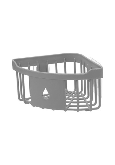 Duvar Asılı Üçgen Köşe Depolama Raf Sepeti Mutfak Banyo Organizatör Koyu Gri