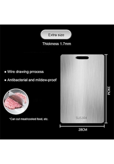 316 Paslanmaz Çelik Panel Ve Kesme Tahtası Mutfak Ev Kalınlaşmış Çift Taraflı Kesme Tahtası Blok Yoğurma Hamur Tahtası 39x28cm