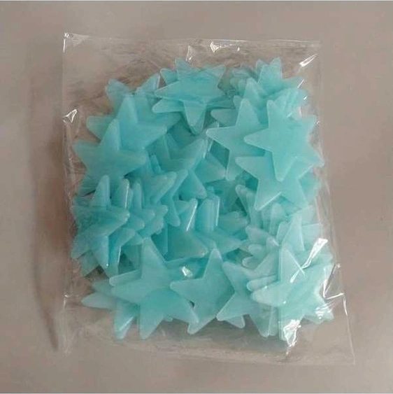 Trendooze Mavi Işıklı Yıldız Duvar Çıkartması, 100 Adet, Yatak Odası Dekoru Mavi