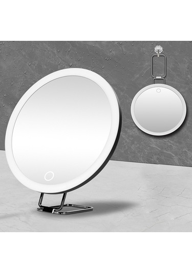 Aurora Hafif Zoom 360 Derece Dönen Braket Makyaj Aynası İle 6 İnçşarj Led Takviyebaşı Beyaz