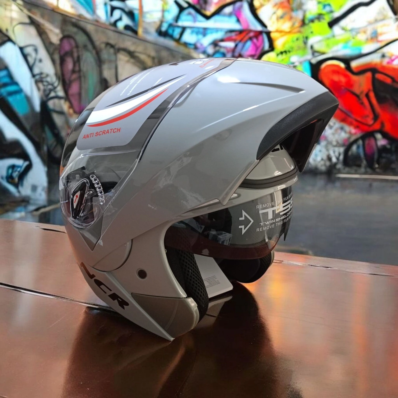 Ncr-158 Çene Açılır Gözlüklü E-ce Belgeli Kask Açık Gri