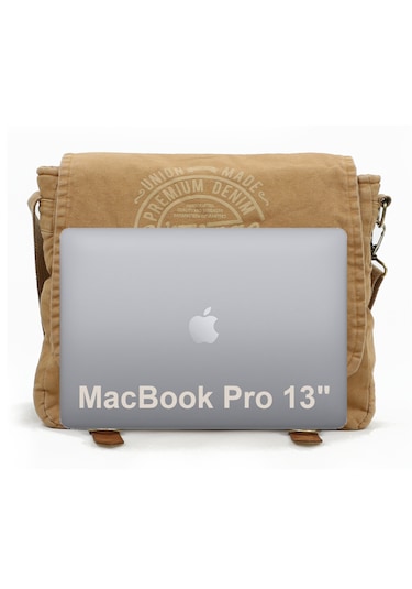 Old Cotton Cargo 8045 Kahverengi Postacı Omuz Kanvas Laptop Çanta Kahverengi