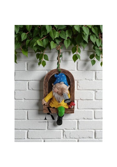 Adet Dekoratif Duvar Ve Bahçe Süsü Dürbünlü Cüce Mavi Şapka