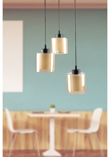 Begüsa Nitra 3 Lü Avize Siyah Bal Çift Cam Siyah