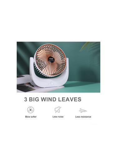 Kosona Masaüstü Mini Fan Beyaz Altın Ağızlı - Sessiz Çalışma, 3 Hızlı, Açısını Ayarlayabilir, Yıkanabilir Kapağı, 1200mah Pil, Type-c Şarjlı
