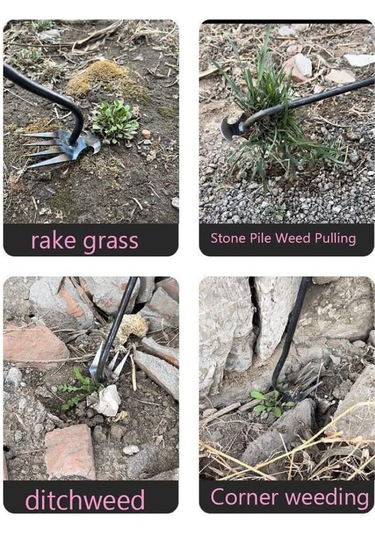 Konesam Bahçe Yabani Ot Temizleme Aleti - 4 Dişli Paslanmaz Çelik Çapa Ve Eldiven Seti 50cm