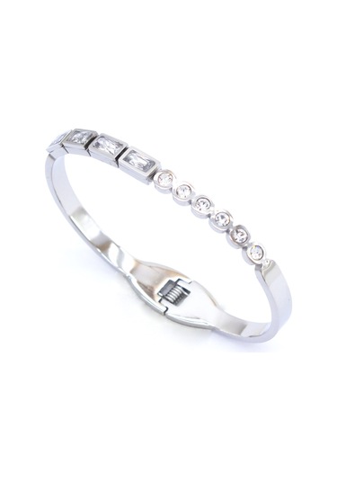 Bz 316l Çelik Zirkon Taşlı Kadın Spor Kelepçe Blz-348 Beyaz