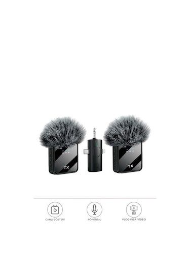 Torima F11-2 Type-C + AUX 2li 3in1 Kablosuz Yaka Mikrofonu (İthalatçı Garantili)