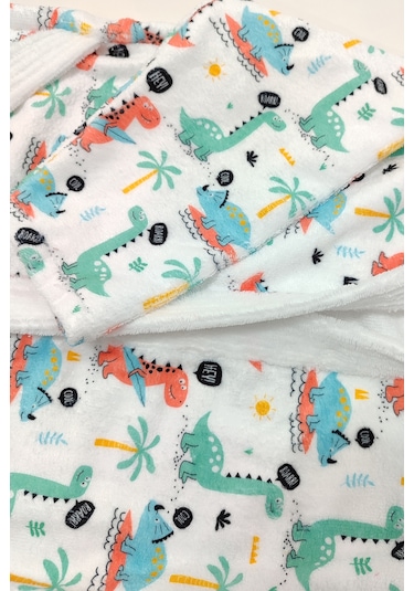 Dino Dijital Baskılı Çocuk Bornozu Yeşil