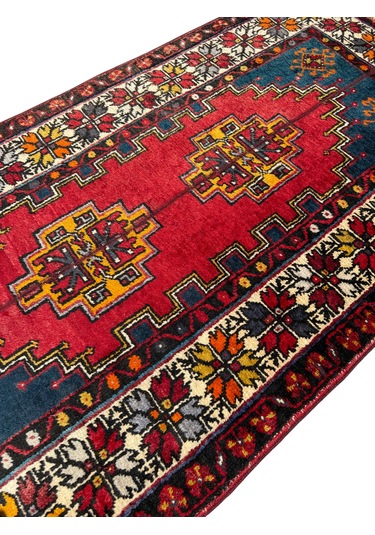 El Dokuma Vintage Eskitme Ortaköy Halısı 95x180 Patchwork Halı