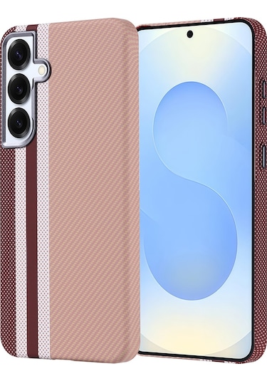 Goocamp Galaxy Uyumlu S24 Plus Kılıf Magsafe Şarj Özellikli Karbon Fiber Görünümlü Nekst Ka Altın