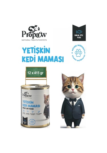 Propaw Balıklı Parça Etli Jöleli Premium Tahılsız Yetişkin Kedi Maması 12 x 415 G