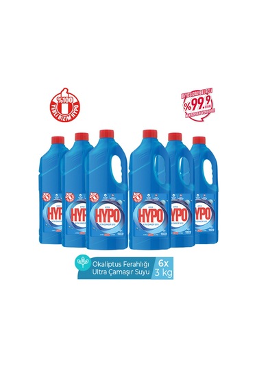 Hyper Hypo Ultra Kıvamlı Çamaşır Suyu Okaliptus 6 x 3 KG