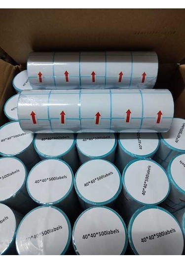 Barkod Etiket Sticker 40x40 Mm Lamine Termal Etiket 1 Rulo 500 Tam Adet 1